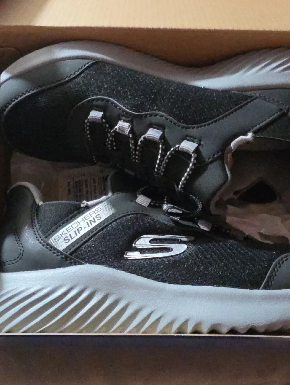 Skechers Black and Gray Slip-On Athletic Sneakers